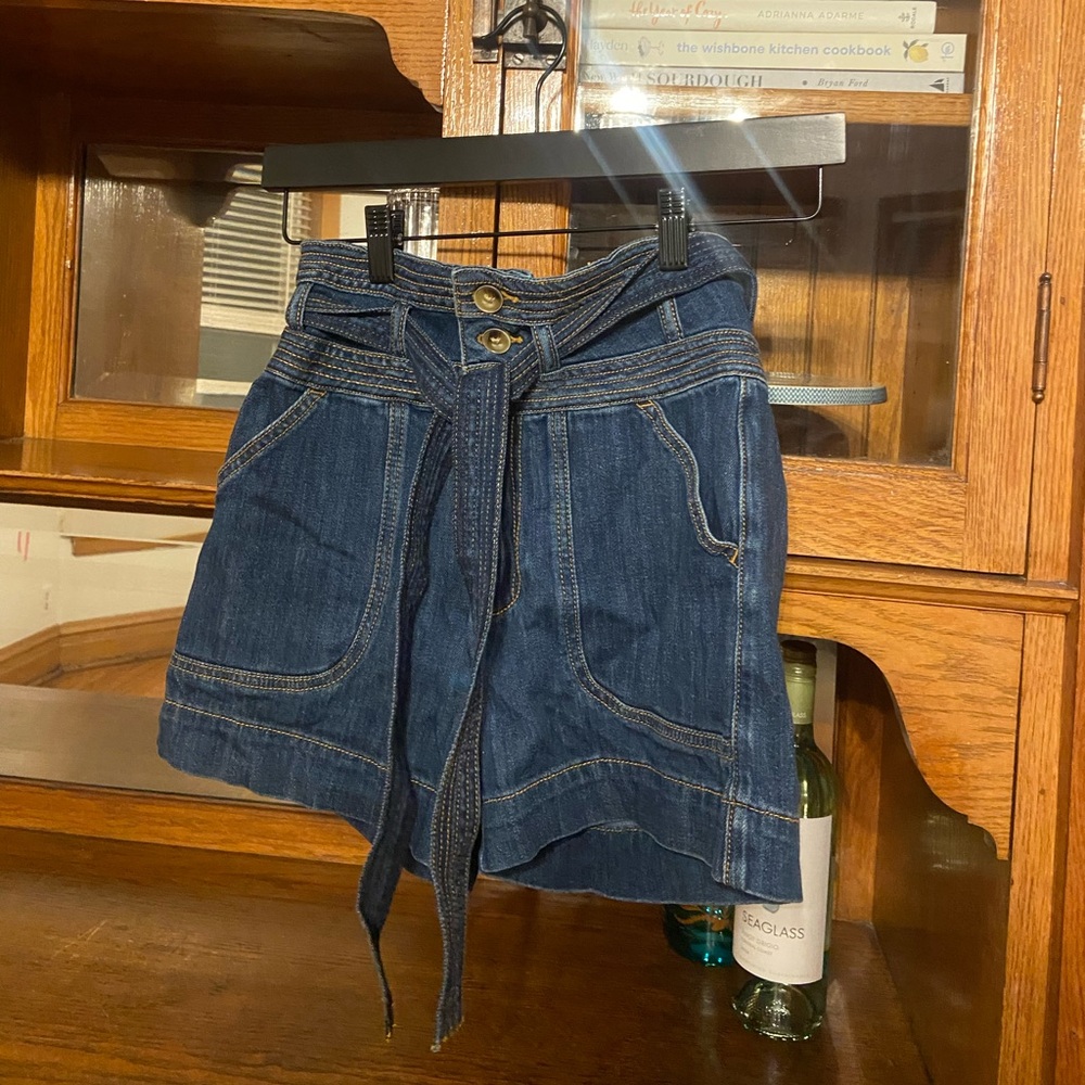 Anthropologie Pilcro Dark Blue Denim Tie-Waist Shorts